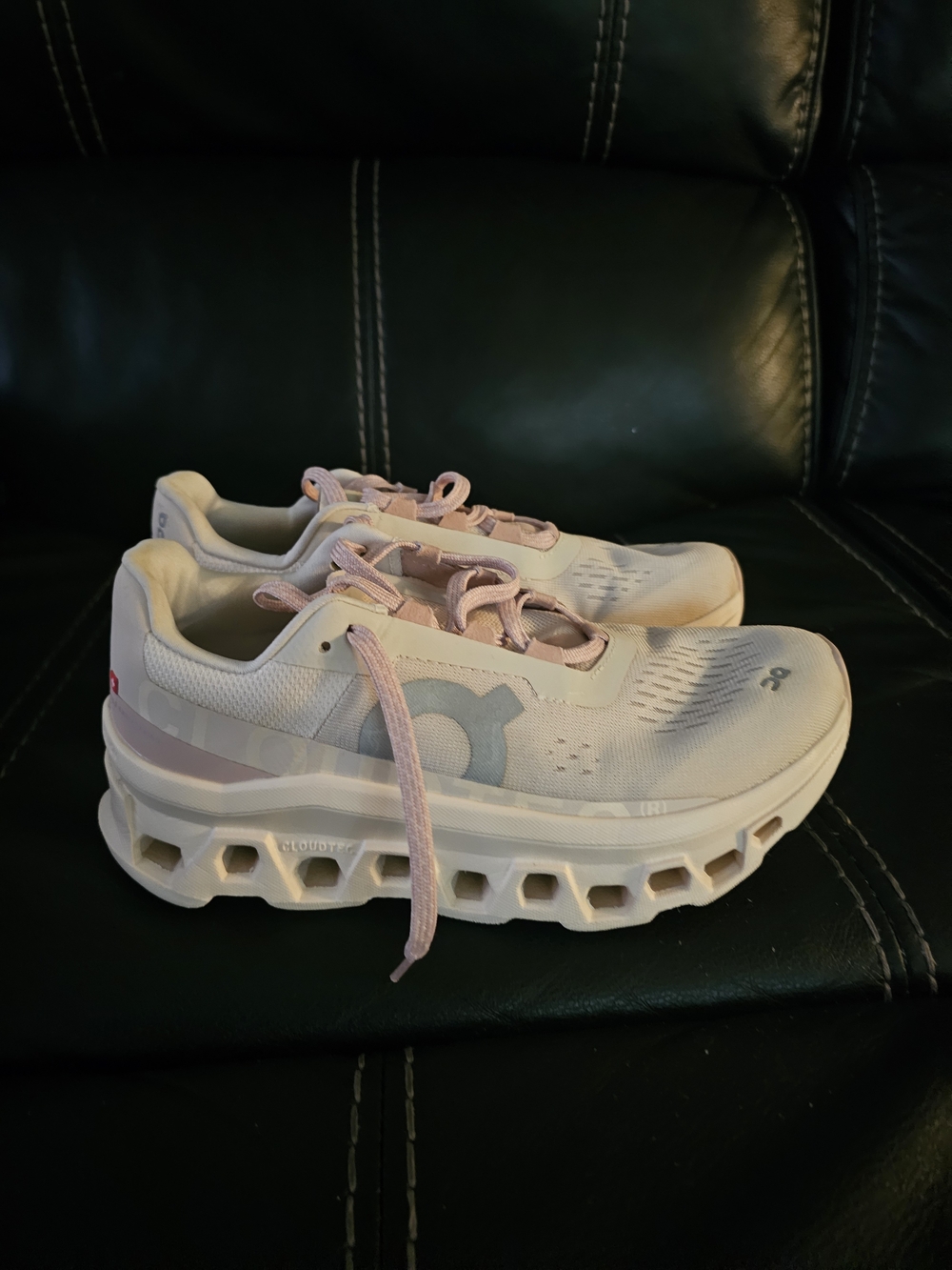 On Running Women’s Cloudmonster Sneakers - White with Light Pink